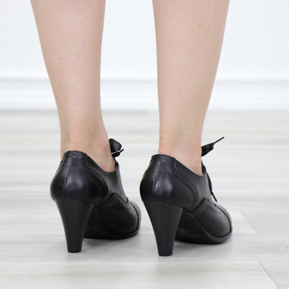 Laced-Up Low Cut Ankle Boots Women's Heeled Oxford - Picture 8 of 15